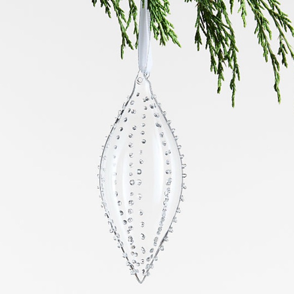 New! Crate&Barrel Hobnail Clear Glass Drop Ornament Set of 4